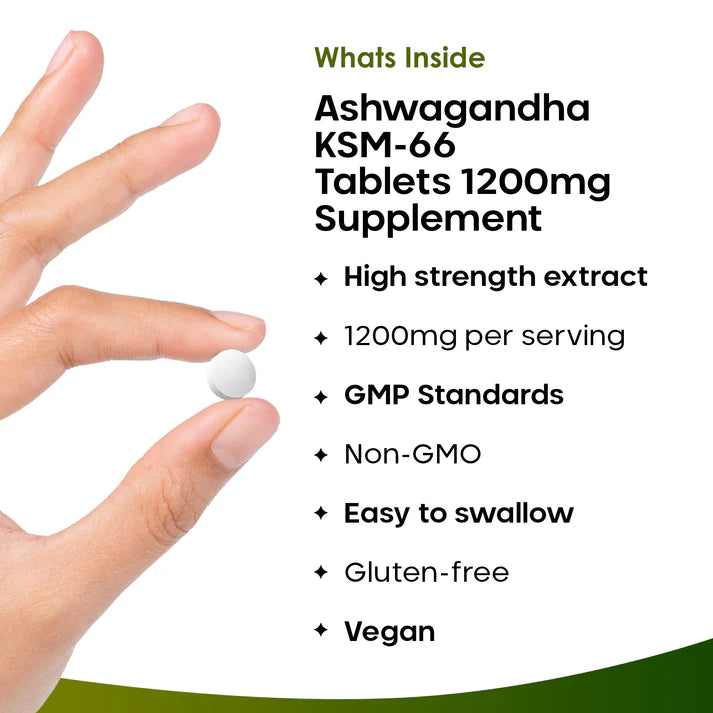 New Leaf Ashwagandha KSM-66 1200mg Root Extract - High Strength - 180 Tablets (3 Months Supply)