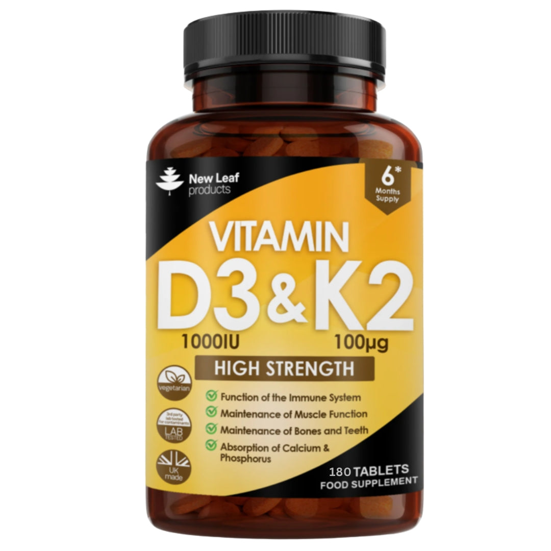New Leaf Vitamin D3 &amp; K2 High Strength - 180 Tablets