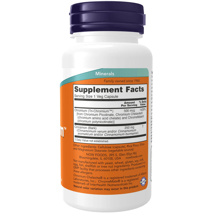 NOW Foods Tri-Chromium 500 mcg with Cinnamon - 90 Veg Capsules