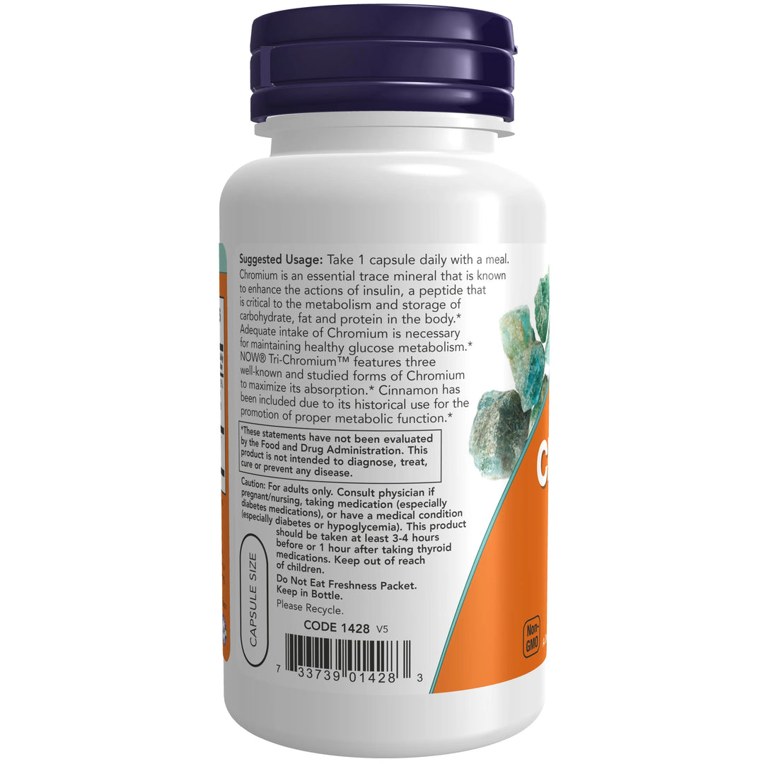 NOW Foods Tri-Chromium 500 mcg with Cinnamon - 90 Veg Capsules