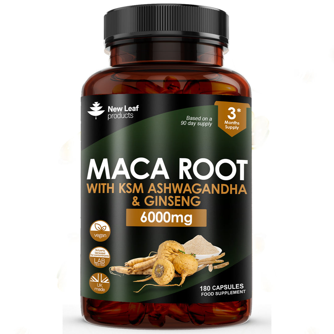 New Leaf Maca Root with KSM Ashwagandha & Ginseng High Strength - 180 Capsules