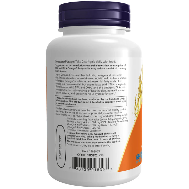 NOW Foods Super Omega 3-6-9 1200 mg - 90 Softgels