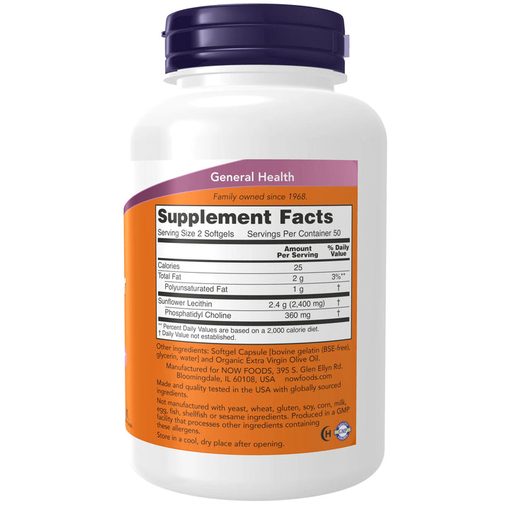 NOW Foods Sunflower Lecithin 1200 mg - 100 Softgels