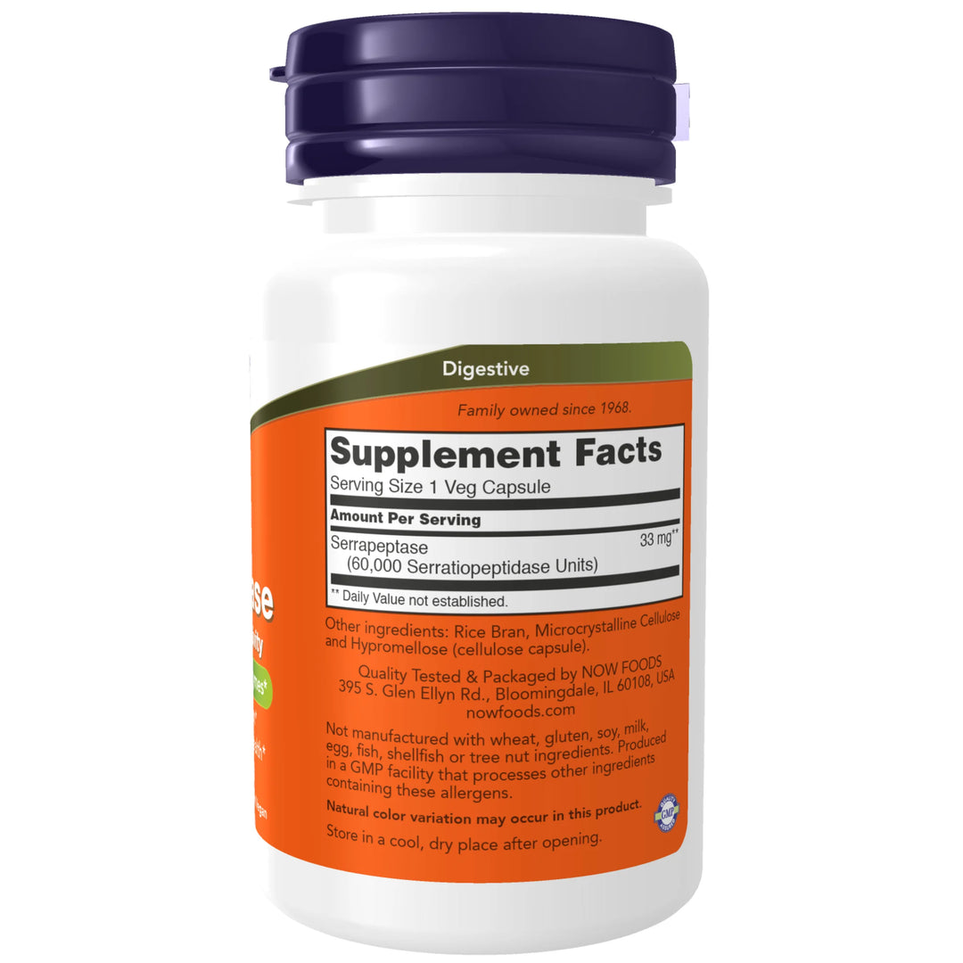 NOW Foods Serrapeptase - 60 Veg Capsules