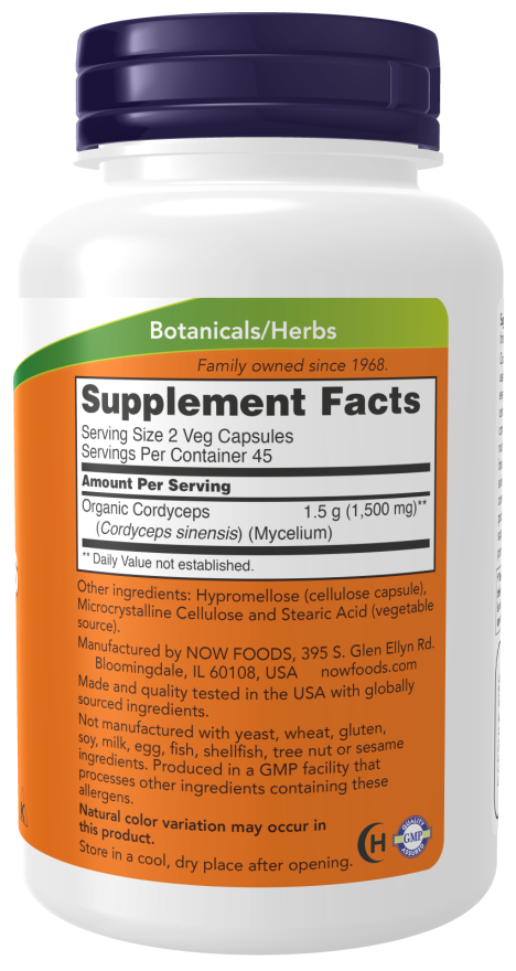 NOW Foods Cordyceps 750 mg - 90 Veg Capsules