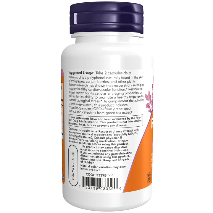 NOW Foods Resveratrol 50 mg - 60 Veg Capsules