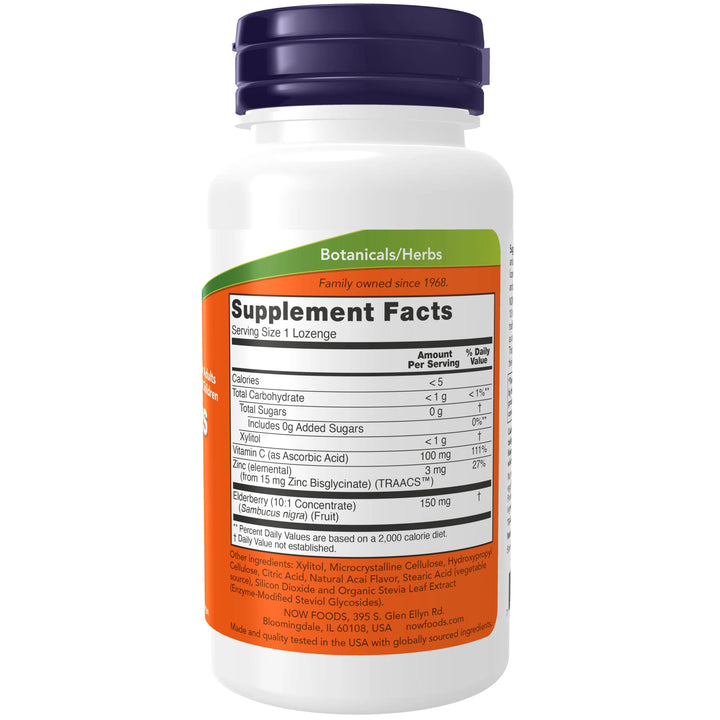 NOW Foods Sambucus Zinc-C - 60 Lozenges