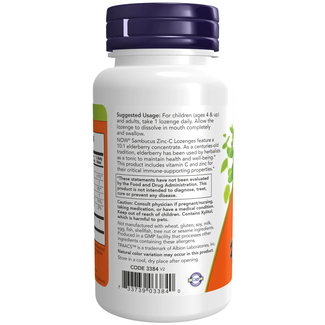 NOW Foods Sambucus Zinc-C - 60 Lozenges