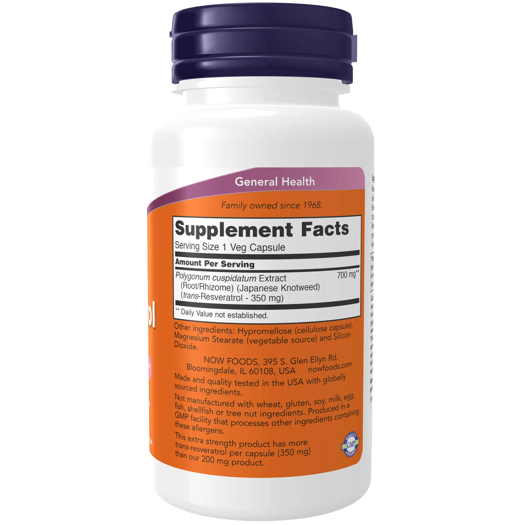 NOW Foods Resveratrol, Extra Strength 350 mg - 60 Veg Capsules