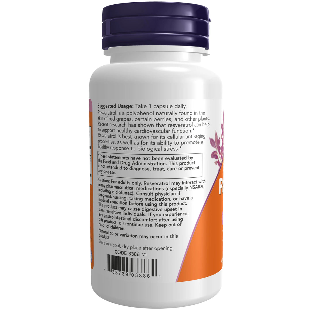 NOW Foods Resveratrol, Extra Strength 350 mg - 60 Veg Capsules