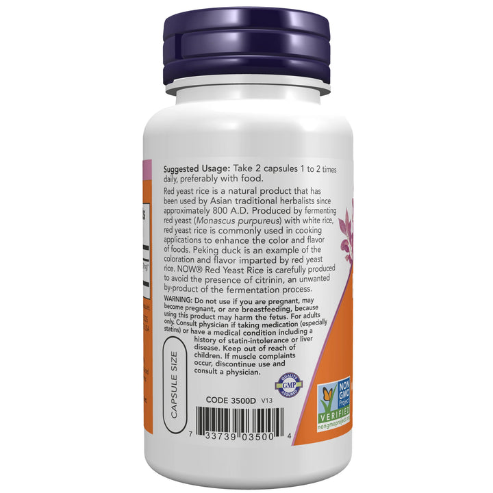 NOW Foods Red Yeast Rice 600 mg - 60 Veg Capsules