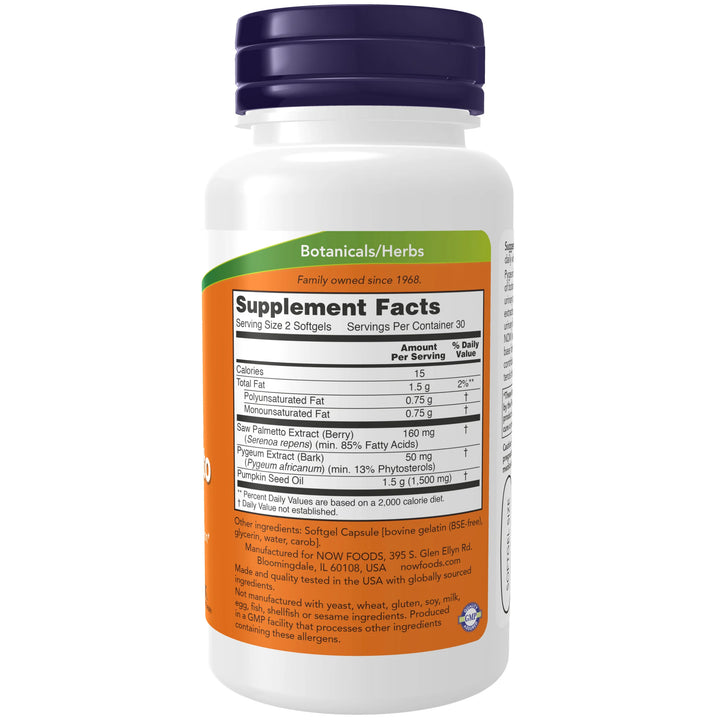 NOW Foods Pygeum & Saw Palmetto - 60 Softgels