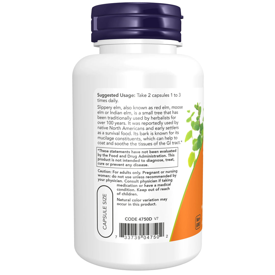 NOW Foods Slippery Elm 400 mg - 100 Veg Capsules