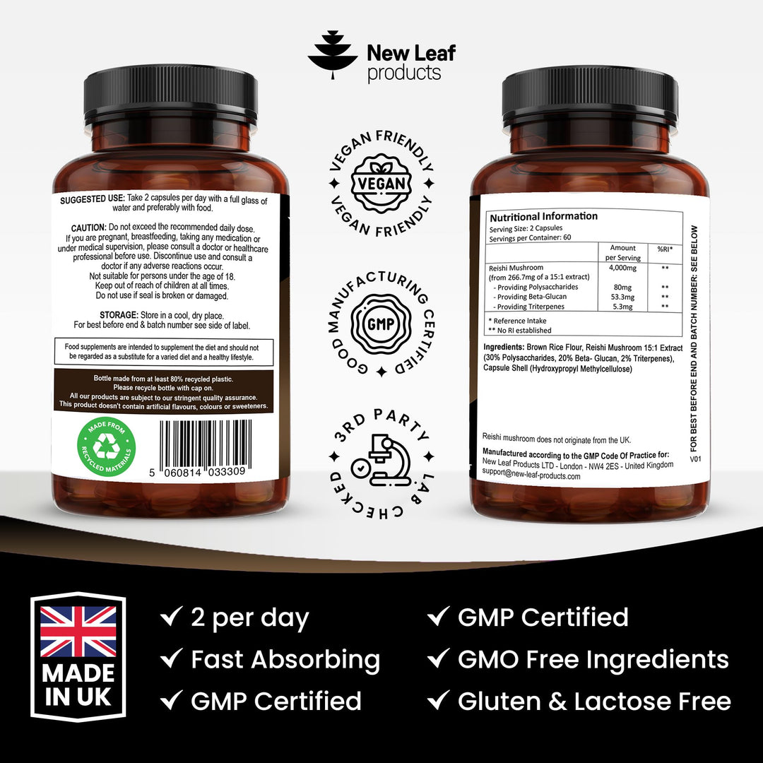 New Leaf Reishi Mushroom - 120 Capsules