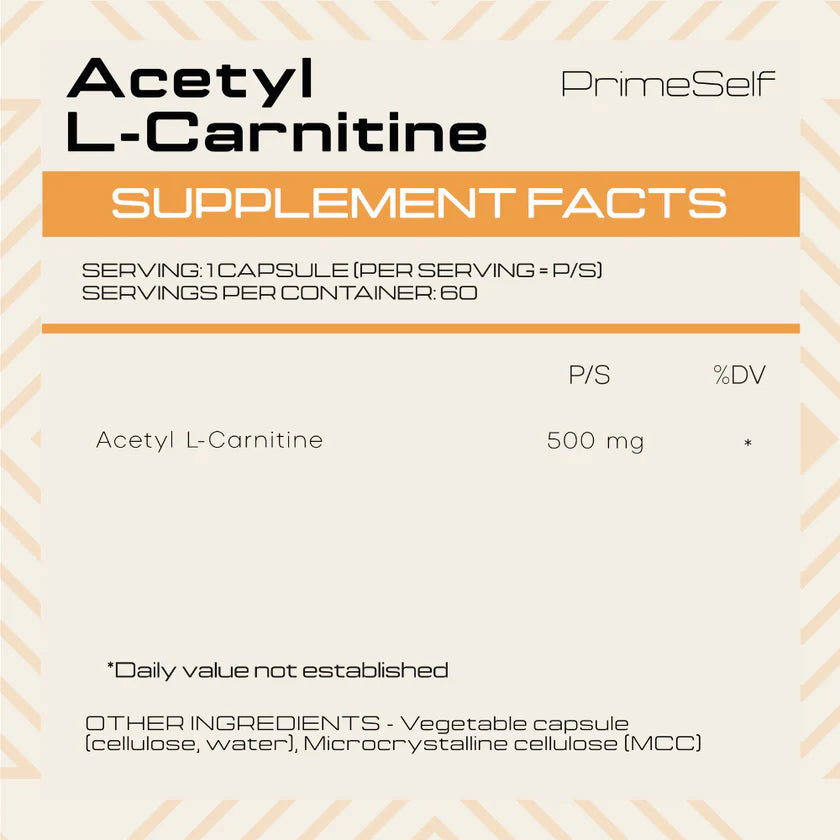 PrimeSelf Acetyl-L Carnitine (ALCAR) - 60 Capsules