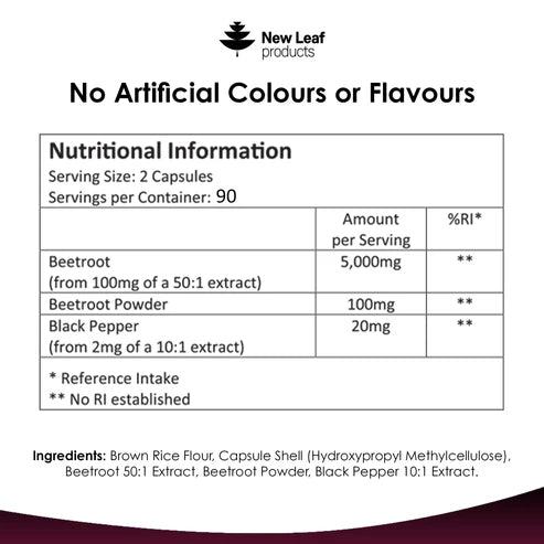 New Leaf Beetroot - 180 Capsules with Black Pepper