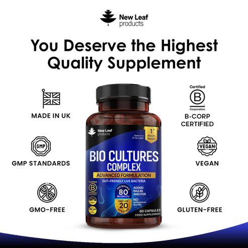 New Leaf Bio Cultures - Probiotic 80B & 20 Strains - 60 Capsules