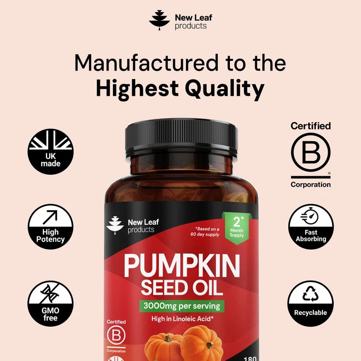 New Leaf Pumpkin Seed Oil – 180 Softgels