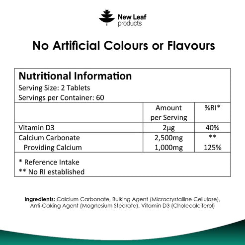 New Leaf Calcium with Vitamin D - 120 Tablets