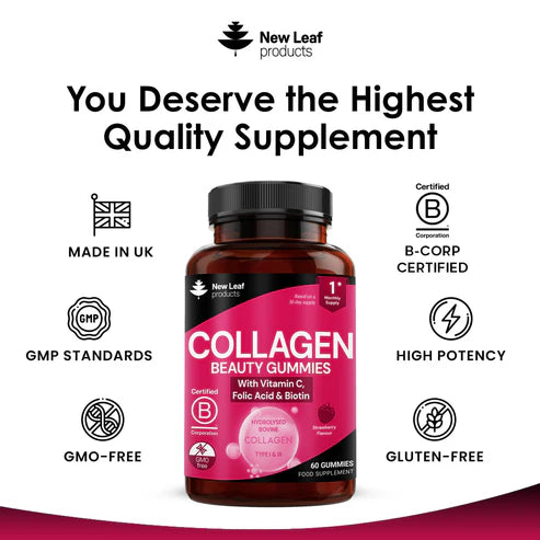 New Leaf Collagen Gummies Vitamin C, Folic Acid & Biotin - 60 Gummies