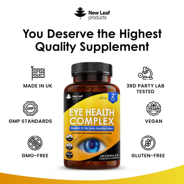 New Leaf Eye Health Complex - 120 Capsules - Lutein & Zeaxanthin with Vitamin A, B2 & Zinc