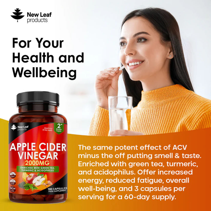 New Leaf Apple Cider Vinegar Complex High Strength - 180 Capsules