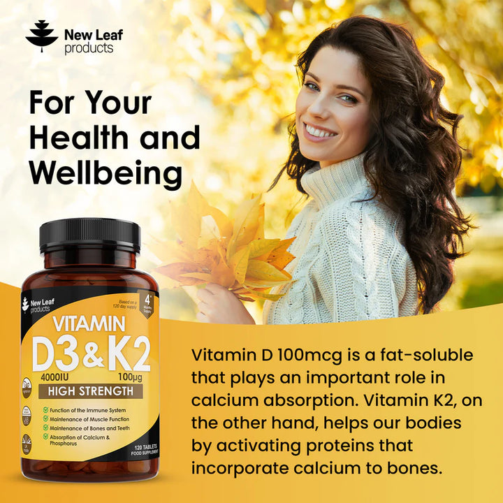 New Leaf Vitamin D3 & K2 - 365 Tablets (High Strength) - (LAST STOCK IN SA)