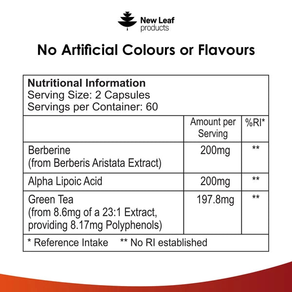 New Leaf Berberine with ALA and Green Tea Extract - 120 Capsules