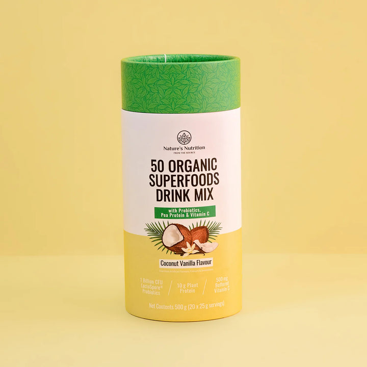 Nature's Nutrition 50 Organic Superfoods Drink Mix | Coconut Vanilla - 500g