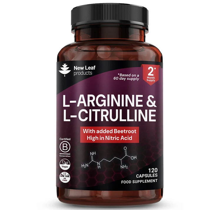 New Leaf L-Arginine &amp; L-Citrulline with Beetroot – 120 Capsules