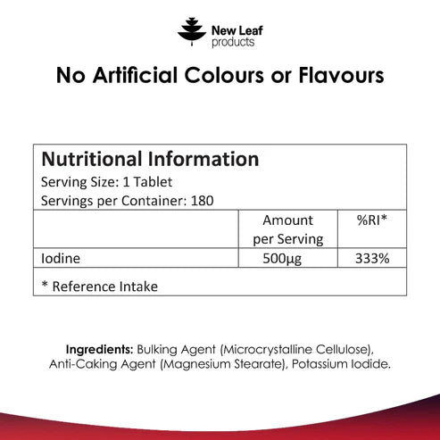 New Leaf Iodine Thyroid & Nervous System Support - 180 Tablets