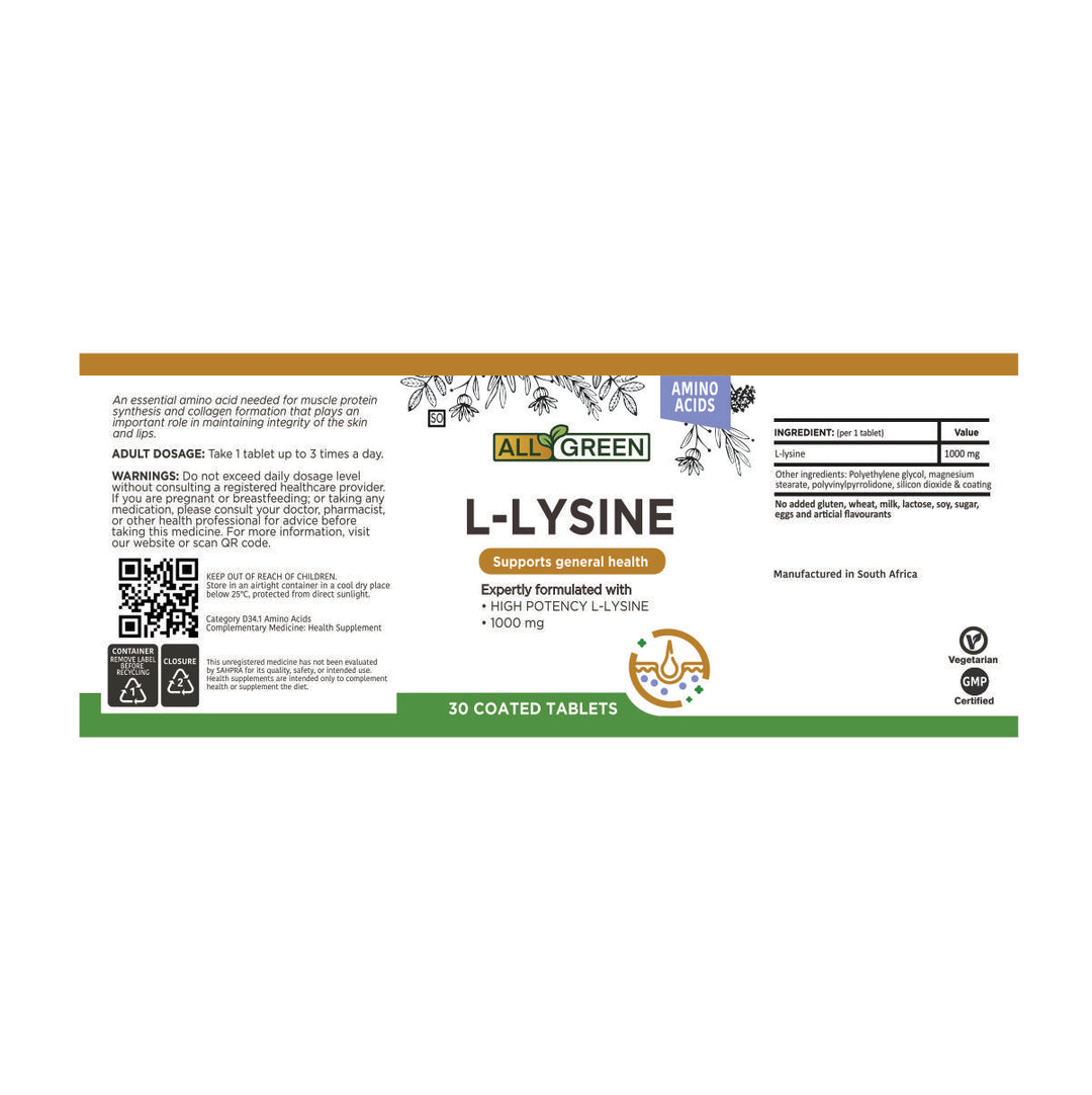 All Green L-lysine 30 Tablets