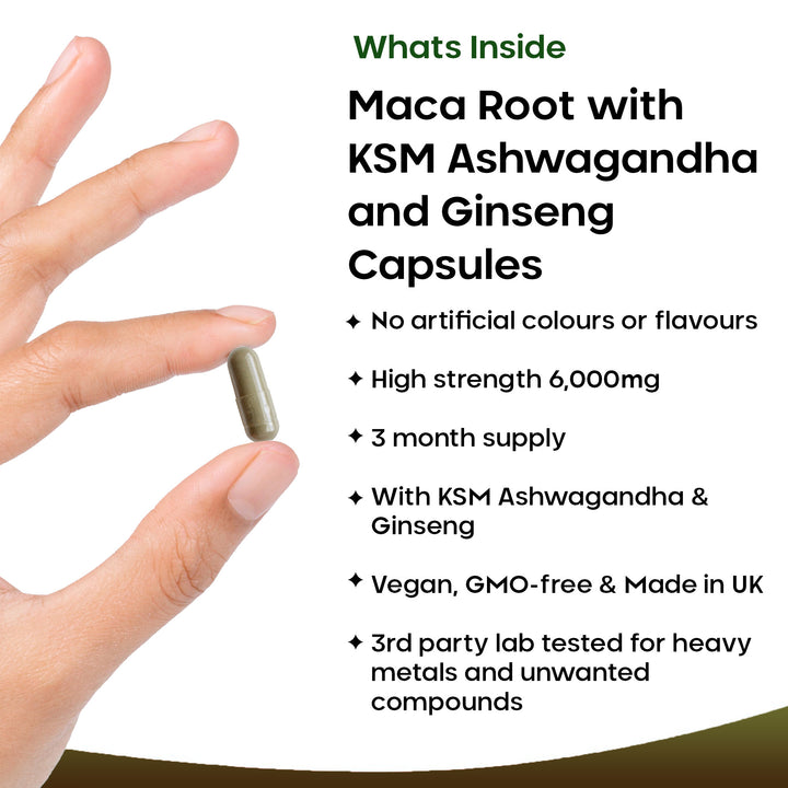 New Leaf Maca Root with KSM Ashwagandha & Ginseng High Strength - 180 Capsules