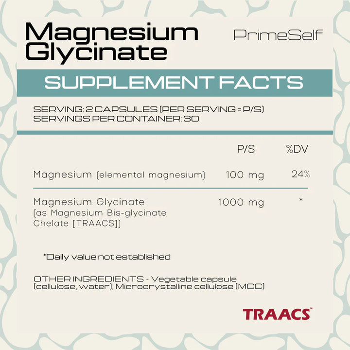 PrimeSelf Magnesium BisGlycinate - 60 Capsules