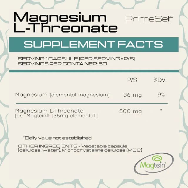 PrimeSelf Magnesium L-Threonate - 60 Capsules