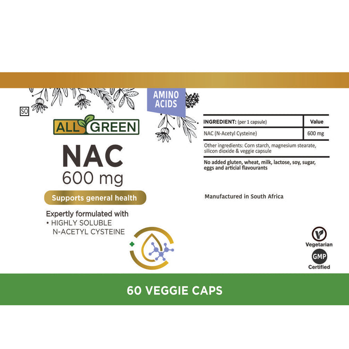 All Green NAC 600mg 60 Capsules