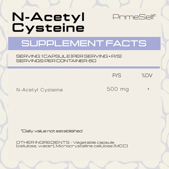 PrimeSelf NAC (N-Acetyl Cystine) - 60 Capsules