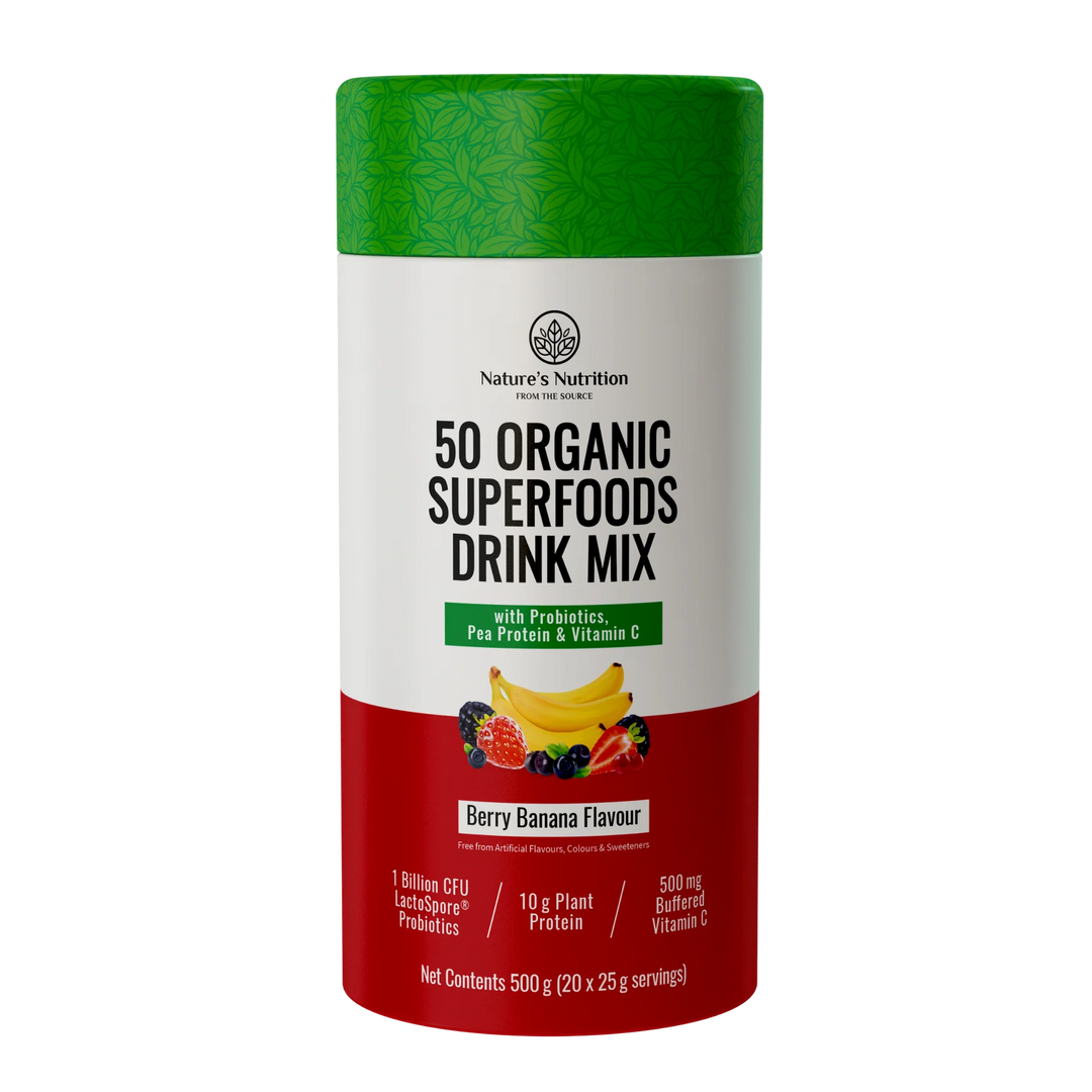 Nature's Nutrition 50 Organic Superfoods Drink Mix | Berry Banana - 500g