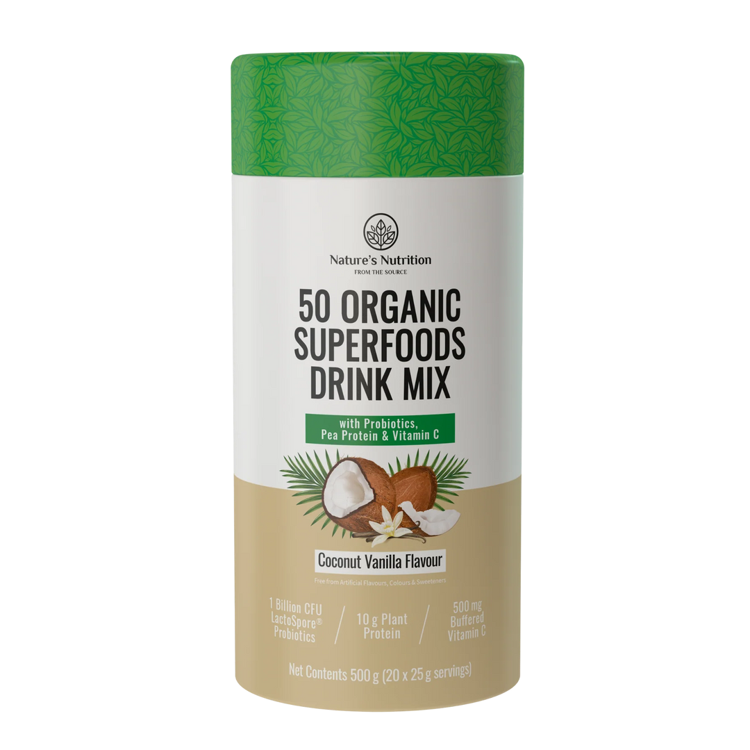 Nature's Nutrition 50 Organic Superfoods Drink Mix | Coconut Vanilla - 500g