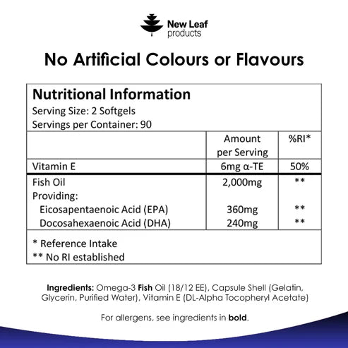 New Leaf Omega 3 Fish Oil - 180 Softgels