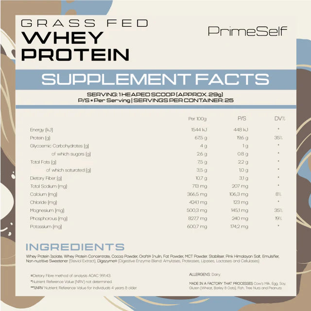 PrimeSelf Grass-Fed Whey Protein - 725g