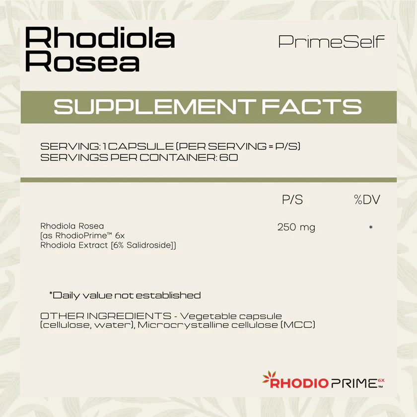 PrimeSelf Rhodiola Rosea - 60 Capsules