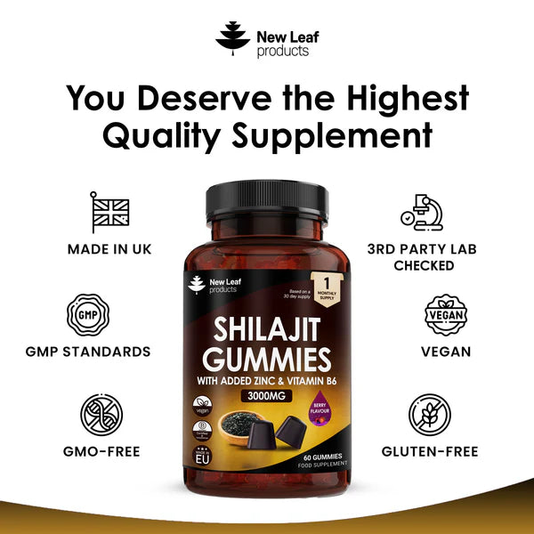 New Leaf Shilajit Gummies With Zinc and Vitamin B6 - 60 Gummies