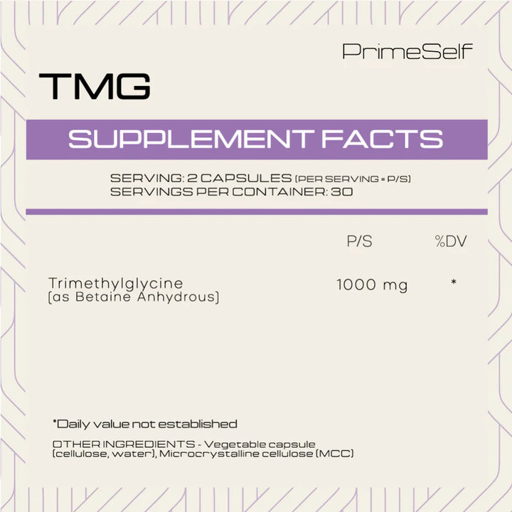 PrimeSelf TMG (Betaine - Trimethylglycine) - 30 Capsules