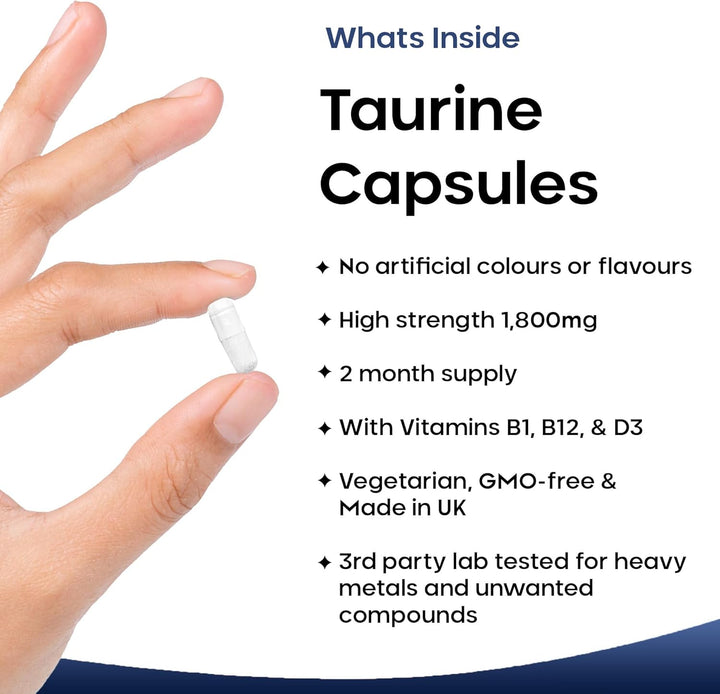 New Leaf Taurine 1800mg with Vitamins B1, B12 & D3 - 120 Capsules