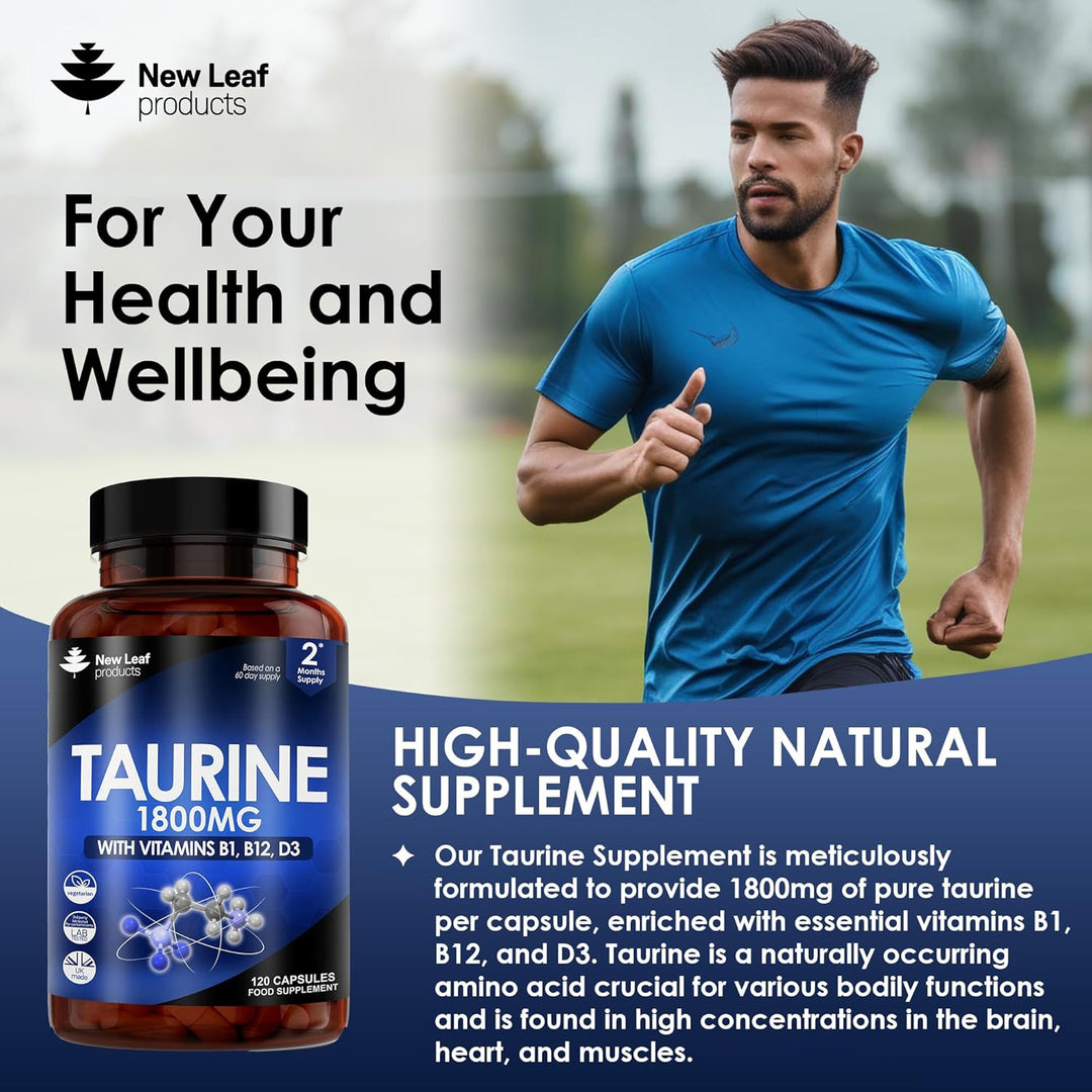 New Leaf Taurine 1800mg with Vitamins B1, B12 & D3 - 120 Capsules