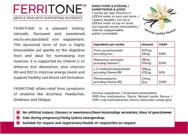Flora Force FerriTone Gentle Iron with Supportive Nutrients - 30 Sachets