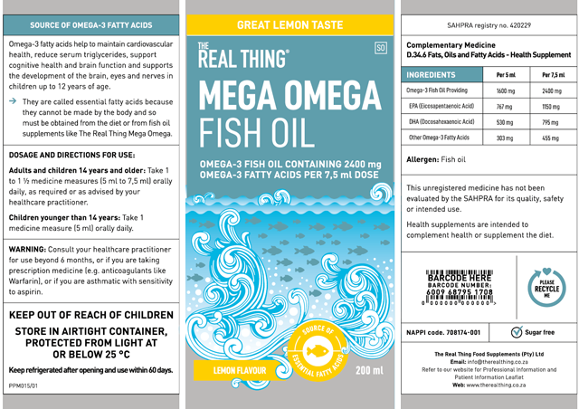 The Real Thing Mega Omega Fish Oil - Plain 200ml