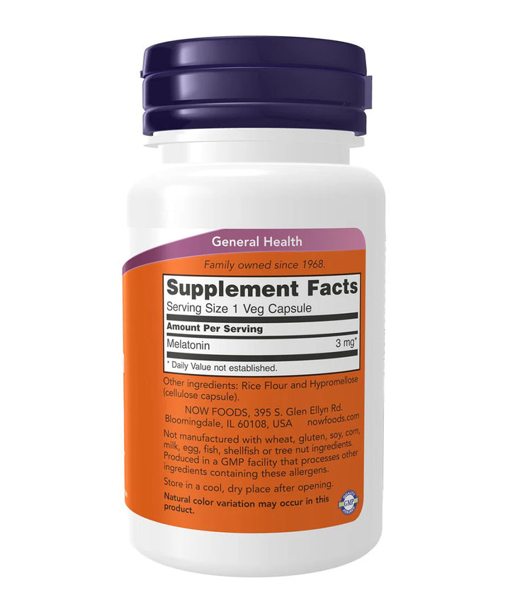 NOW Foods Melatonin 3mg - 60 Veg Capsules