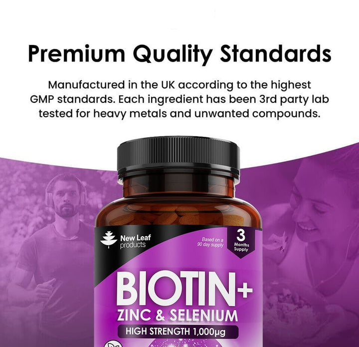 New Leaf Biotin - Hair Growth Supplement High Strength 1 000 mcg - 180 Tablets